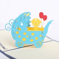 Handmade 3d Pop Up Popup Greeting Card Baby Boy Birth Baby Shower New Life Congratulations Card Origami Kirigami For Family, Friend, Couple Etc,
